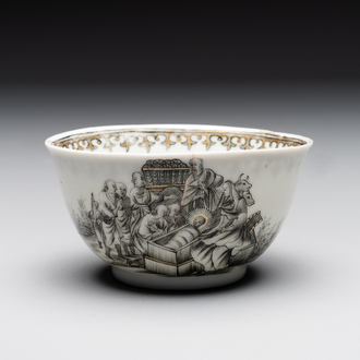 A fine Chinese grisaille 'Adoration of the Shepherds' cup, Qianlong, ca. 1745
