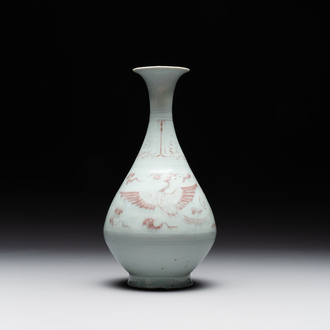 A Chinese copper-red 'yuhuchunping' 'phoenix' vase, Yuan/Ming