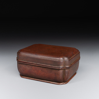 A rare Chinese rectangular bronze box and cover, Ming