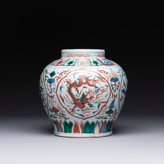 A Chinese wucai 'dragon' vase, Wanli mark, Republic