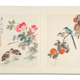 Yan Bolong 顏伯龍 (1898-1955): 'Birds and flowers', ink and colour on paper, dated 1937
