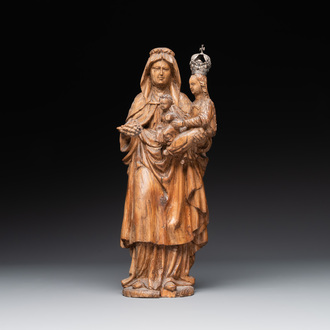 A fruitwood 'Virgin and Child with Saint Anne' sculpture, Mechelen, second half 16th C.