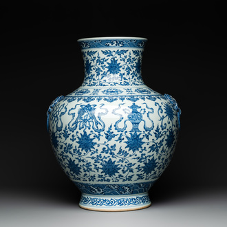 A large Chinese blue and white 'hu' 'bajixiang' vase, Yongzheng mark, 19/20th C.