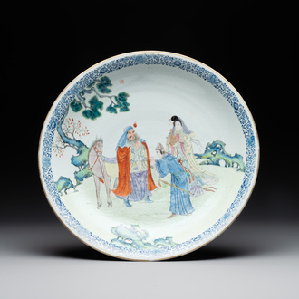 A large Chinese famille rose dish, Qianlong mark, Republic