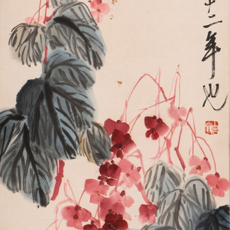 Qi Baishi 齊白石 (1864-1957): 'Butterfly and flowers', ink and colour on paper, dated 1928