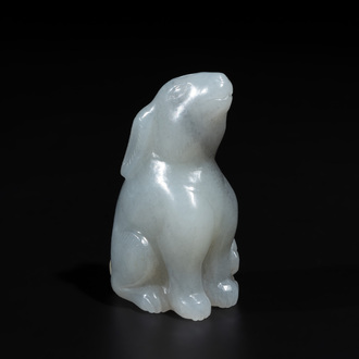 A Chinese grey jade carving of a hare, Qing