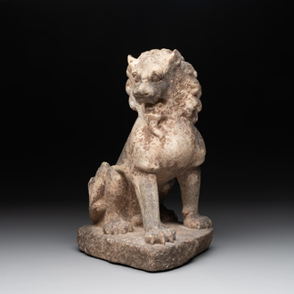 A Chinese Tang-style marble lion, 19/20th C.