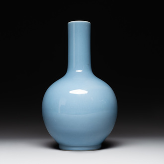 A Chinese monochrome clair-de-lune-glazed bottle vase, Republic