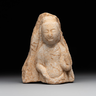 A Chinese marble bust of Buddha, Northern Qi