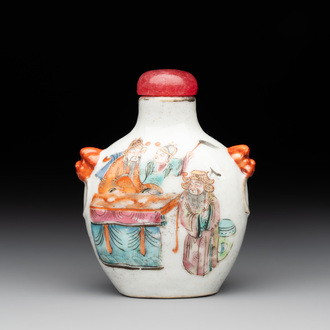 A Chinese famille rose snuff bottle with narrative design, Tongzhi mark and of the period