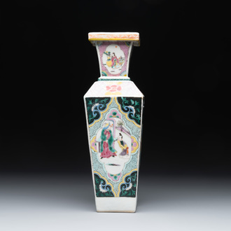 A square Chinese famille rose 'Xi Xiang Ji' vase, Yongzheng