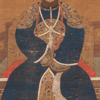 Chinese school: 'Portrait of an imperial concubine', ink and colour on silk, Qing