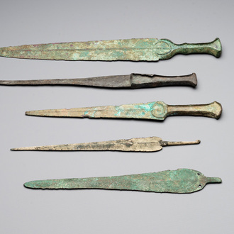Four bronze daggers and a sword, Luristan and Syria, 1st C. B.C.