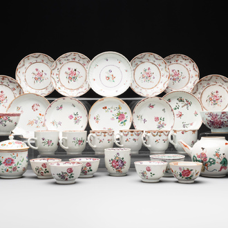 A varied collection of Chinese famille rose teawares, Yongzheng/Qianlong