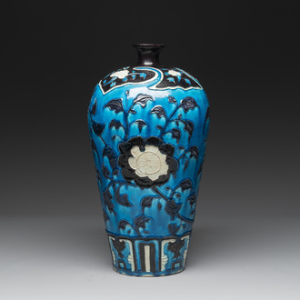 A Chinese Fahua 'meiping' vase with lotus scrolls, Ming