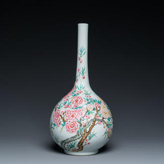 A Chinese famille rose bottle vase with floral design, Yongzheng mark, Republic