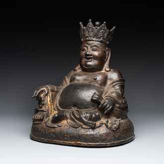 A Chinese gilt bronze crowned Milefo Buddha, Ming