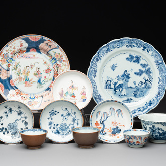 Ten Chinese blue, white, famille rose and Imari-style wares, 18/19th C.