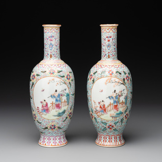 R1A pair of Chinese famille rose 'boys' vases, Qianlong mark, Republic