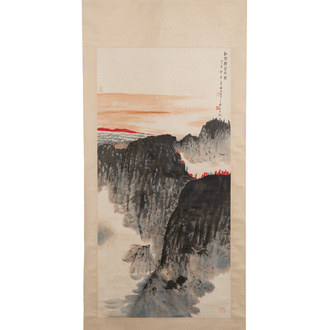 Fu Baoshi 傅抱石 (1904-1965): 'Red army in the mountain', ink and colour on paper