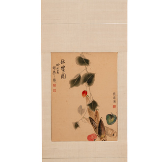 Chen Peiqiu 陳佩秋 (1922-2020): 'Autumn fruit', ink and colour on silk