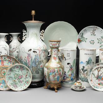 15 Chinese famille rose, qianjiang cai and monochrome wares, 19/20th C.