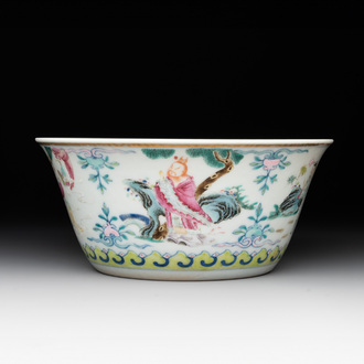 A Chinese famille rose 'divinities' bowl, Daoguang mark and of the period