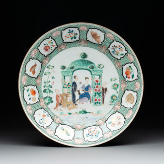 A Chinese famille rose 'arbor' plate after a design by Cornelis Pronk, Qianlong