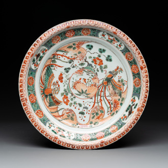 A Chinese famille verte 'phoenixes' dish, Kangxi