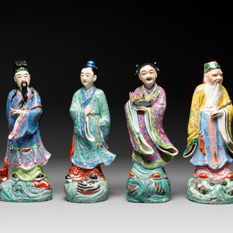 Four Chinese famille rose figures, Ge Yi Tai 戈益泰 mark, 19/20th C.