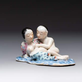 A fine Chinese famille rose 'erotic' group, 19/20th C.