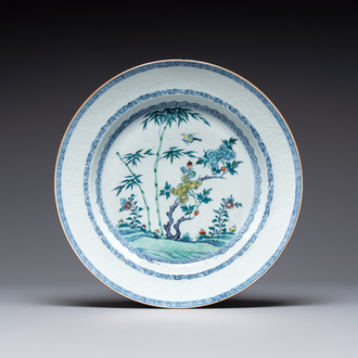 A Chinese doucai 'bird and flowering branches' dish, Yongzheng