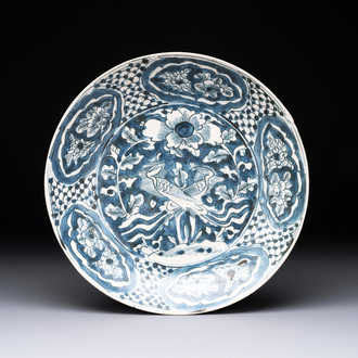 A Chinese Swatow blue and white 'phoenixes' dish, Ming