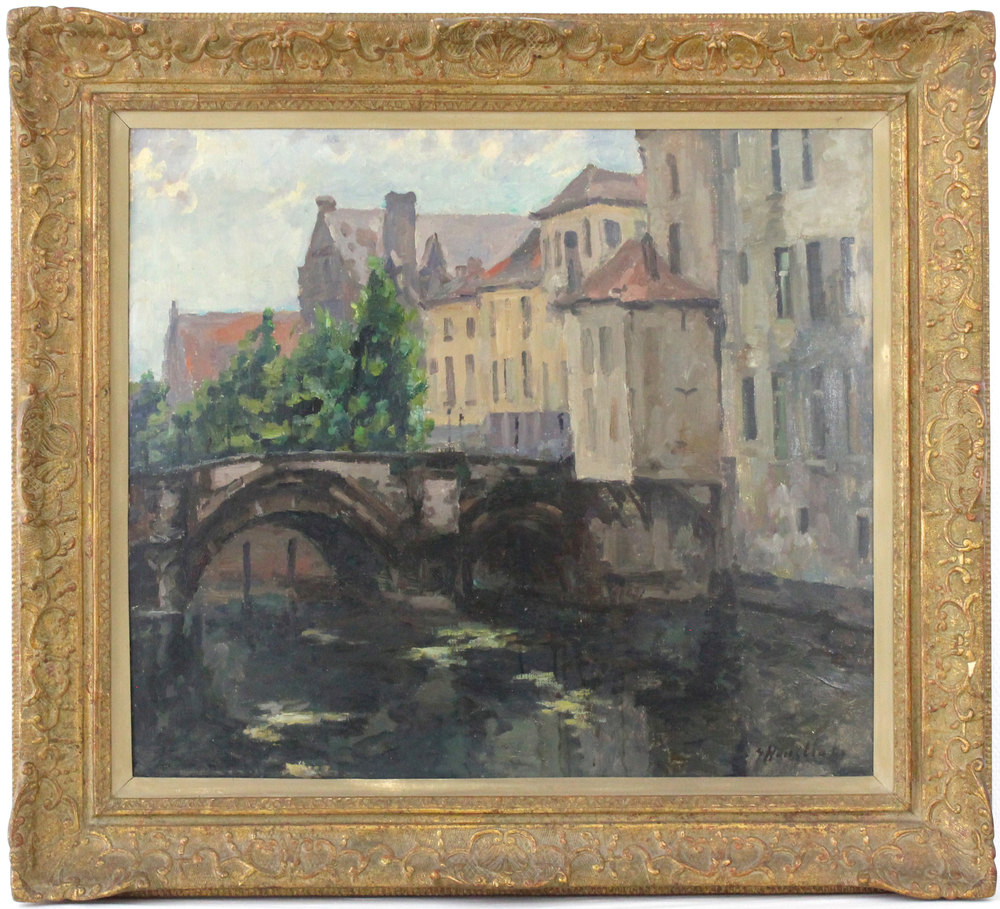 Gaston Haustraete (1878-1949), A view on the Gouden Handrei, Bruges