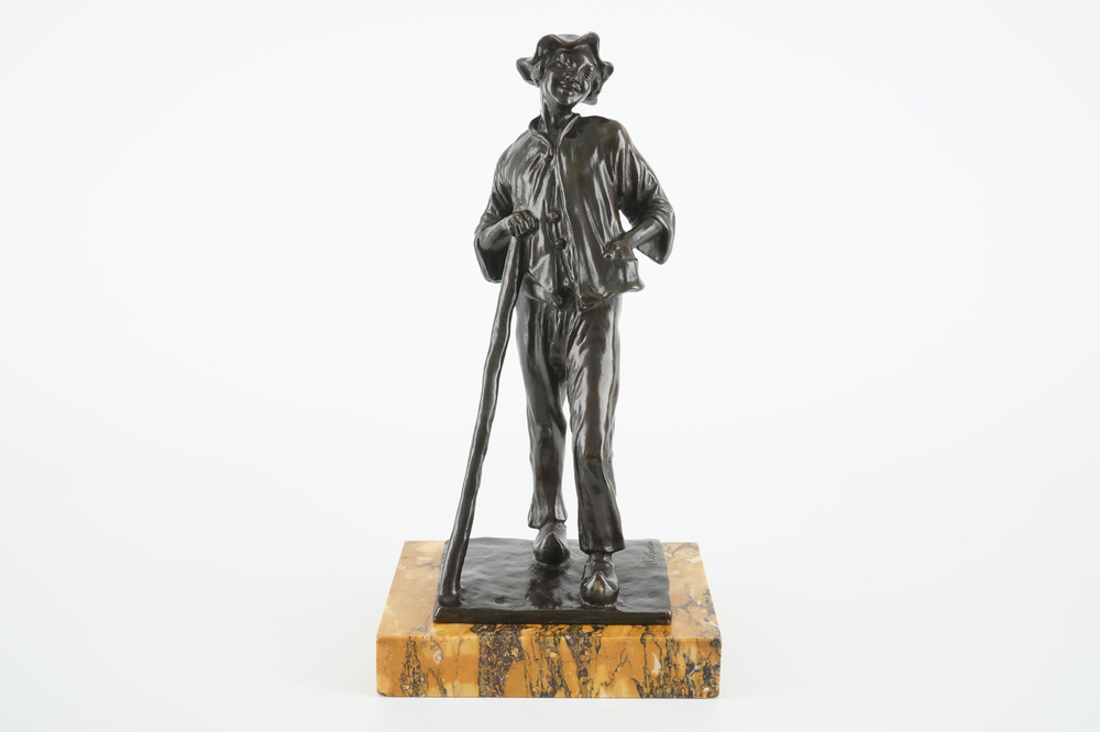 Marc Colmant (1898-1962), A resting farmer, bronze figure