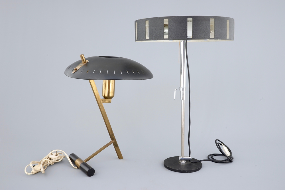 Twee &ldquo;UFO&rdquo;-lampen, w.o. Louis Kalff voor Philips, midden 20e eeuw