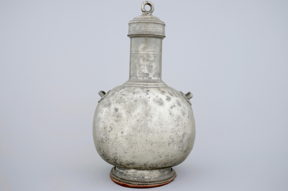 A large pewter flask, France, 18th C.