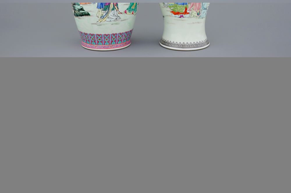 Two fine Chinese famille rose vases, Republic, 20th C.