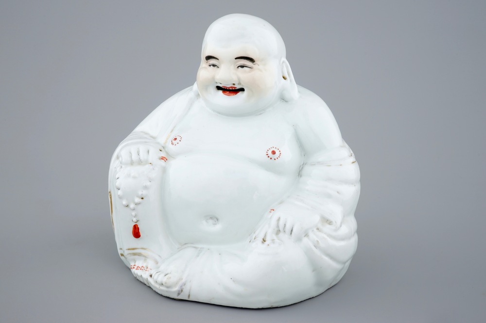 A large Chinese blanc de Chine porcelain Buddha, 19/20th C.