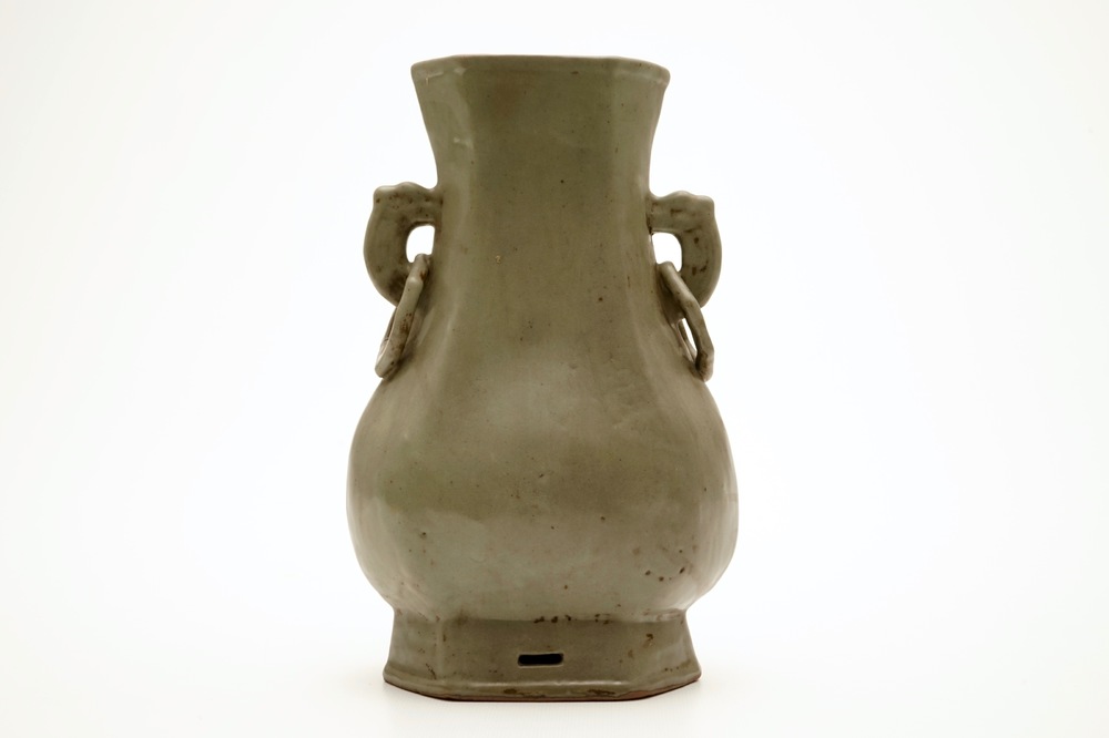 A monochrome Chinese celadon vase, 19th C.