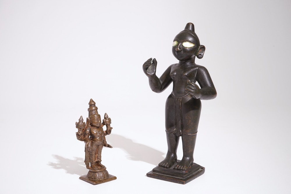 Twee bronzen figuren, India of Nepal, 18/19e eeuw