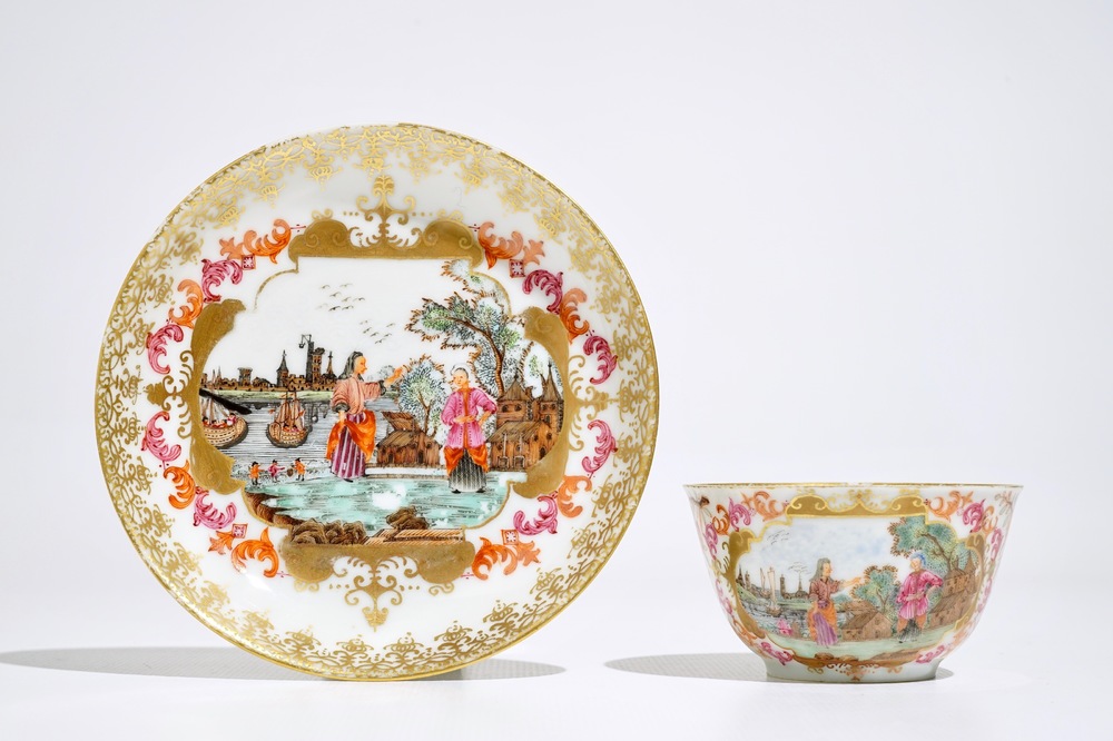 A Chinese famille rose &quot;Peter the Great&quot; cup and saucer, Qianlong
