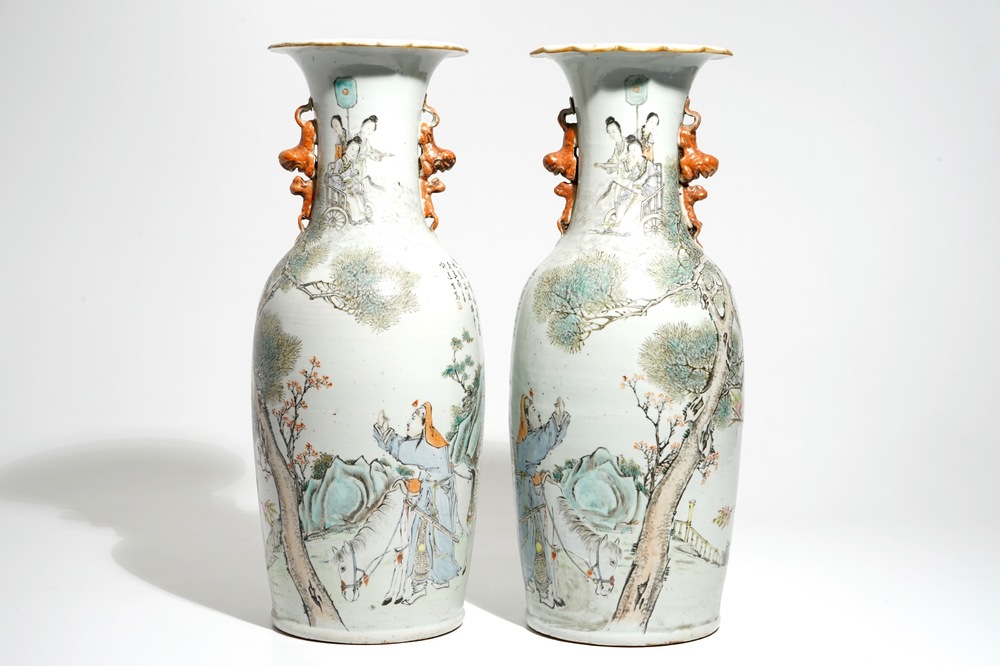 Une paire de grands vases en porcelaine de Chine qianjiang cai, 19/20&egrave;me