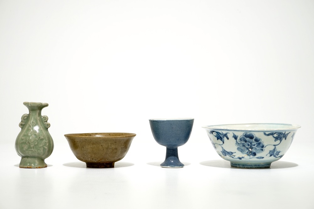 A group of Chinese monochrome and blue and white porcelain, Song and later