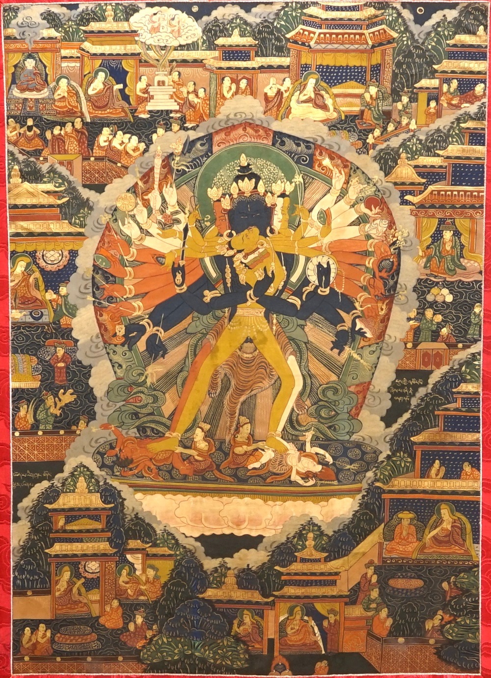 Een Tibetaanse thangka voorstellende Chakrasamvara, 19/20e eeuw