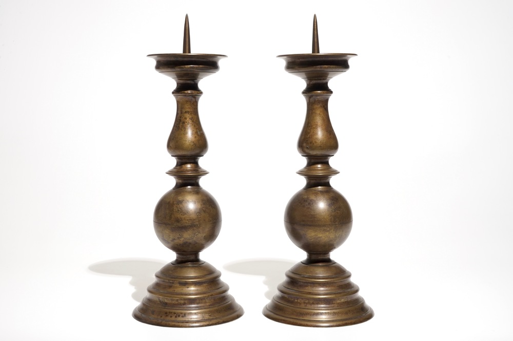 Sold at Auction: A Pair of Miniature Brass Pricket Candlesticks