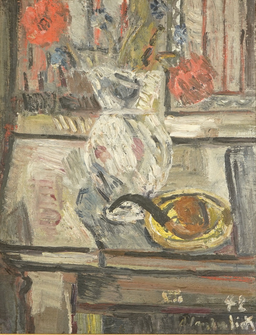 Vanderlick, Armand (Belgique, 1897-1985), Nature morte avec une pipe, huile sur toile