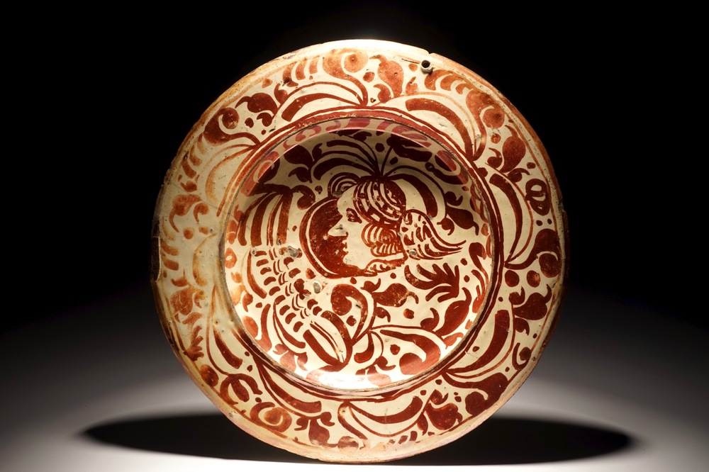 A Hispano-Moresque luster glazed portrait dish, Spain, 17th C.