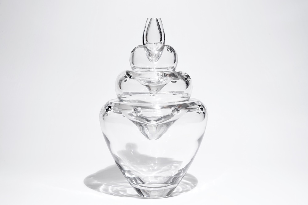 A four-piece Val Saint-Lambert crystal tulip vase, &quot;Bulbe&quot;, by Ronald van der Hilst, ca. 2005