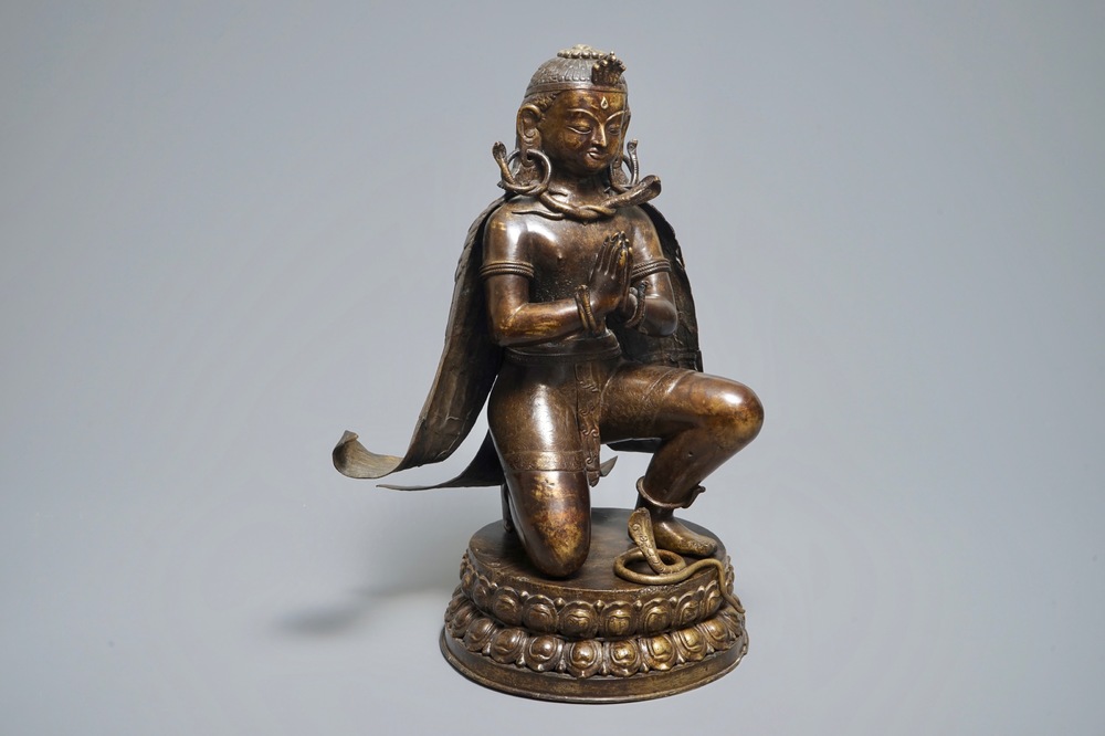 A large Nepalese bronze model of Garuda, 19th C.